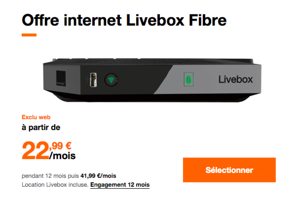 L'offre internet Livebox fibre d'orange